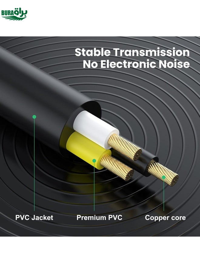 BURAQ 2m Gold Plated 6.35mm Female to 2 x 6.35mm Male Stereo Audio Adapter Y Splitter Cable(Black) - Image 5