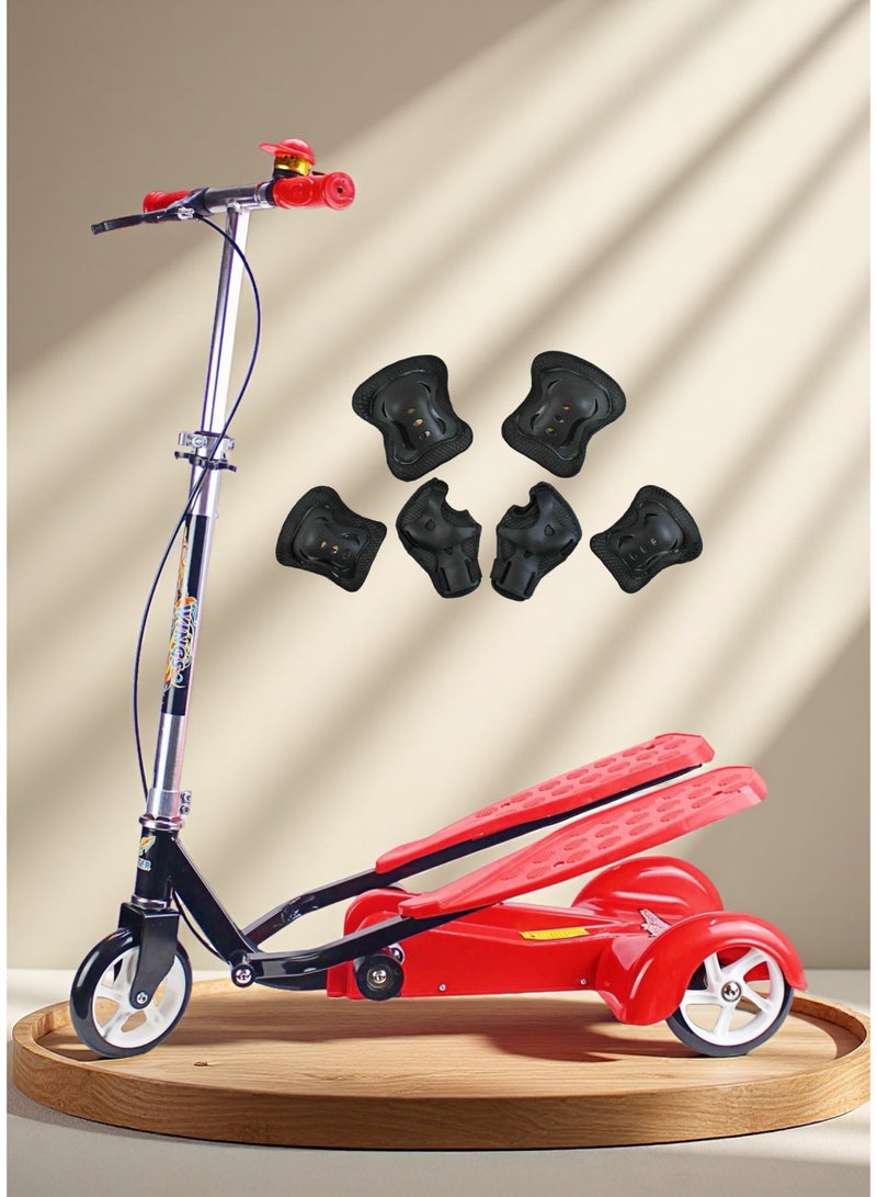 EASY FUTURE Kick Scooter for Boy & Girl – Smart Dual Pedal Scooter with Adjustable & Foldable Handlebar, Kids 3-Wheel Scooter Including Protective Gear Set - Image 1