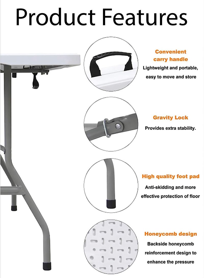 DBLEW Multipurpose Rectangle 152cm Centre Folding Camping Table Heavy-Duty Plastic Tabletop with Aluminium Frame Lightweight Foldable Desk Portable Collapsible Trestle For Indoor Computer Gaming Outdoor Picnics Hiking Fishing Barbecue Party Kitchen Home Bedroom Balcony Dining Living Room Garden Patio BBQ Tables Office Conference Rooms & Events School Classroom Student Study - Image 2