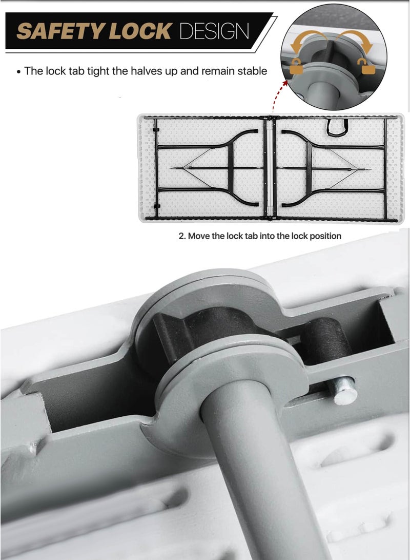 DBLEW Multipurpose Rectangle 152cm Centre Folding Camping Table Heavy-Duty Plastic Tabletop with Aluminium Frame Lightweight Foldable Desk Portable Collapsible Trestle For Indoor Computer Gaming Outdoor Picnics Hiking Fishing Barbecue Party Kitchen Home Bedroom Balcony Dining Living Room Garden Patio BBQ Tables Office Conference Rooms & Events School Classroom Student Study - Image 4