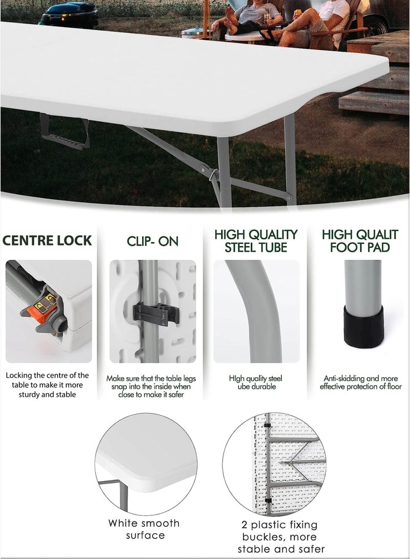 DBLEW Multipurpose Rectangle 152cm Centre Folding Camping Table Heavy-Duty Plastic Tabletop with Aluminium Frame Lightweight Foldable Desk Portable Collapsible Trestle For Indoor Computer Gaming Outdoor Picnics Hiking Fishing Barbecue Party Kitchen Home Bedroom Balcony Dining Living Room Garden Patio BBQ Tables Office Conference Rooms & Events School Classroom Student Study - Image 3