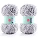 DAERBOF 2 Skeins Soft Chunky Fluffy Fuzzy Faux Fur Yarn for Crocheting Eyelash Furry Yarn for Knitting Blankets Scarves and Sweaters 35 Oz75 Yards Per RollLight Grey - Image 2