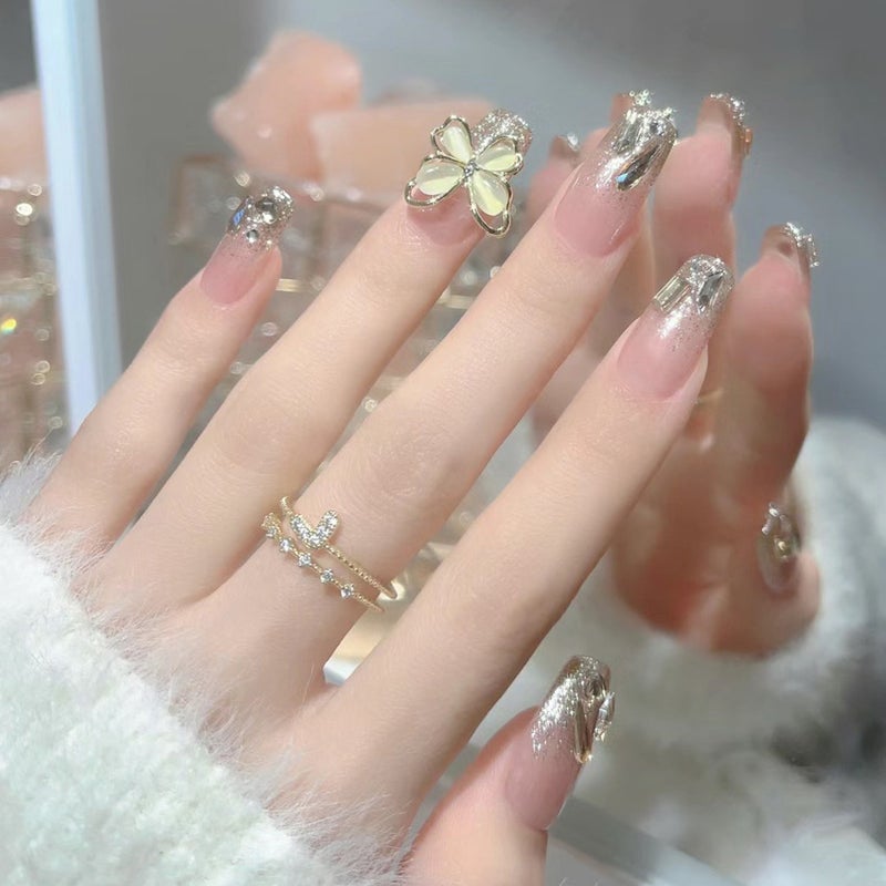 Hand-Worn Armor Net Red Explosions Broken Diamond Butterfly Glitter Nail Nail Nail Nail Piece Finished Nail Patch Jelly Glue - Image 5