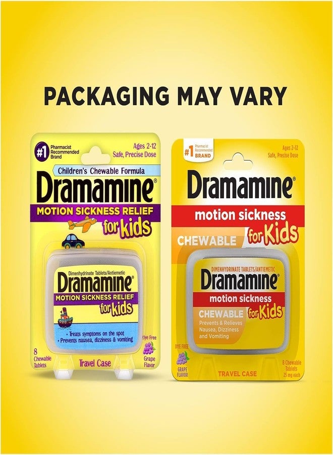Dramamine Motion Sickness Relief for Kids, Grape Flavor,8 Count (Pack of 2) - Image 2