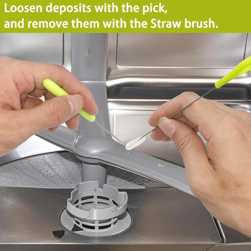 Dishwasher Cleaner Brush Kit - 6PCS Deep Cleaning Tools with Pick, Scraper, Straw Brush, Gap & Angle Brush, Flexible Tubes Brush for Spotless Dishwasher - Image 3