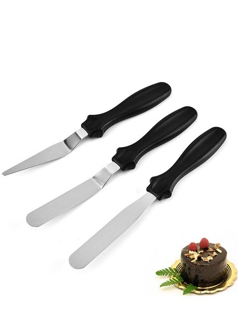 3 Pieces Stainless Steel Cake Baking Pastry Spatula Scraper Decoration Tools