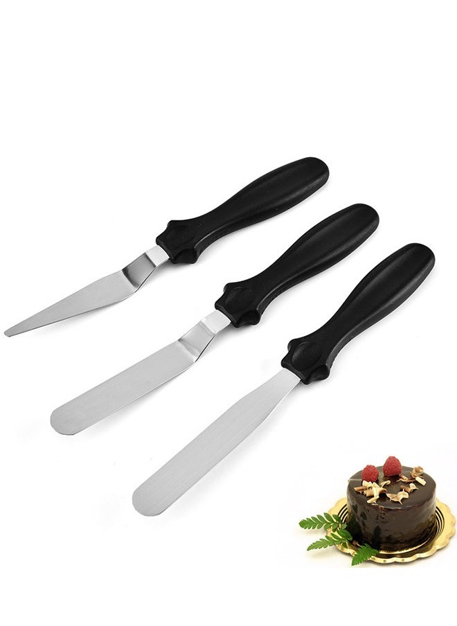 Generic 3 Pieces Stainless Steel Cake Baking Pastry Spatula Scraper Decoration Tools  - Image 1