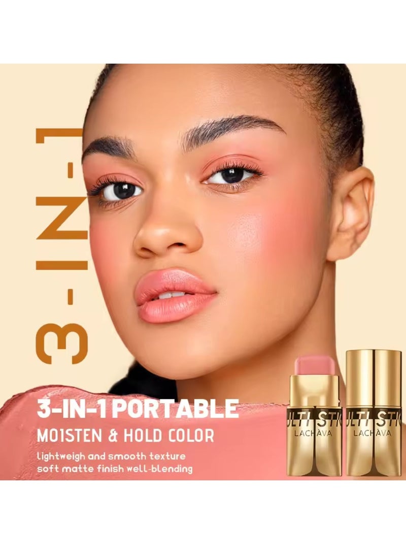 LACHAVA - Multi Stick Blush for Eyeshadow and Lipstick Eyeshadow Lipstick and Face Blusher Cream 3 in 1 Non Sticky Moisturizing Hydrating Smooth Face Blush Makeup Lipstick 8G 03 - Image 1