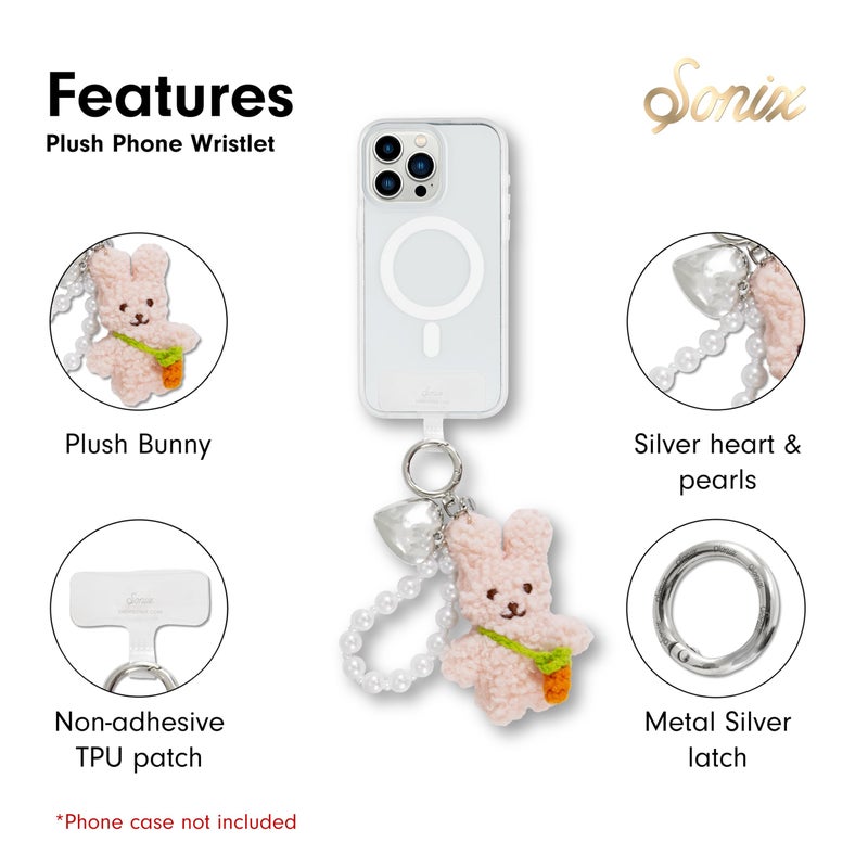 Sonix | Phone Wristlet with Plush Animal Charm - Detachable Universal Smartphone Wrist Strap, Hands-Free Bracelet | Bunny - Image 4
