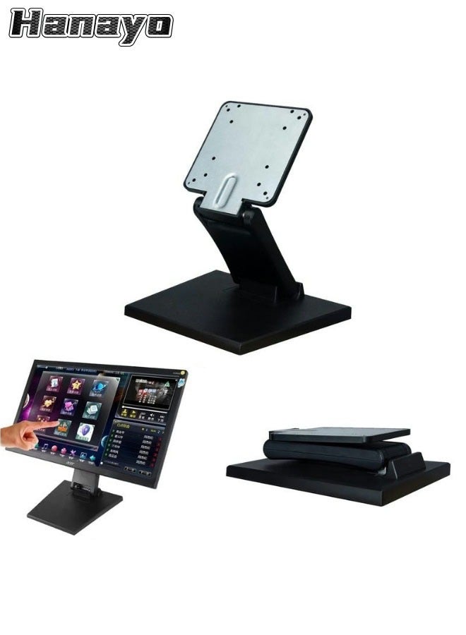 Hanayo Metal Stand Foldable Stand Adjustable LCD Monitor Stand Desk Folding Mount Metal Monitor Stand Holder with VESA Hole 75x75mm 100x100mm(Black)  - Image 1