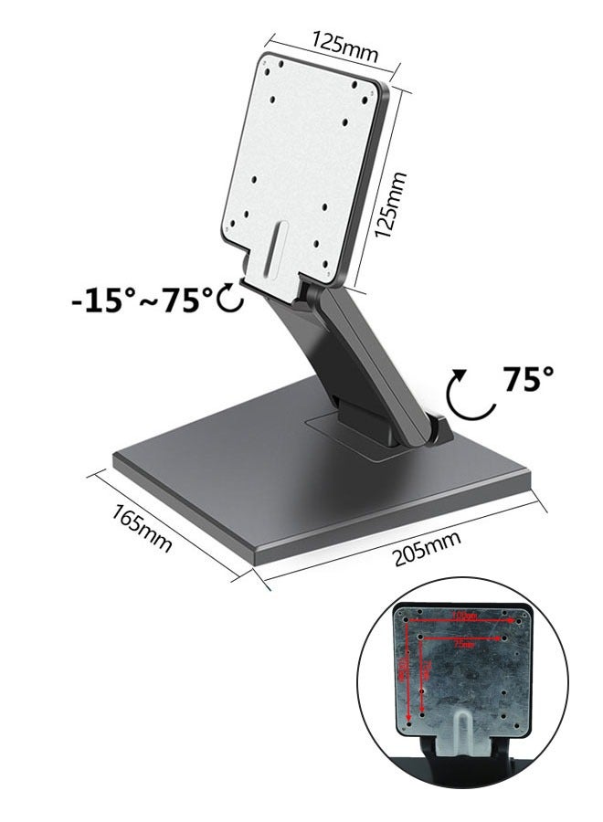 Hanayo Metal Stand Foldable Stand Adjustable LCD Monitor Stand Desk Folding Mount Metal Monitor Stand Holder with VESA Hole 75x75mm 100x100mm(Black)  - Image 2