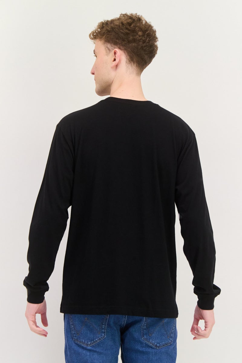 GAP Men Crew Neck Long Sleeves Solid T-Shirt, Black - Image 3