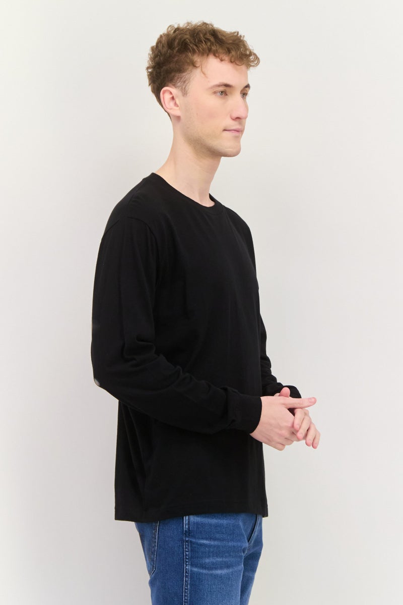 GAP Men Crew Neck Long Sleeves Solid T-Shirt, Black - Image 2