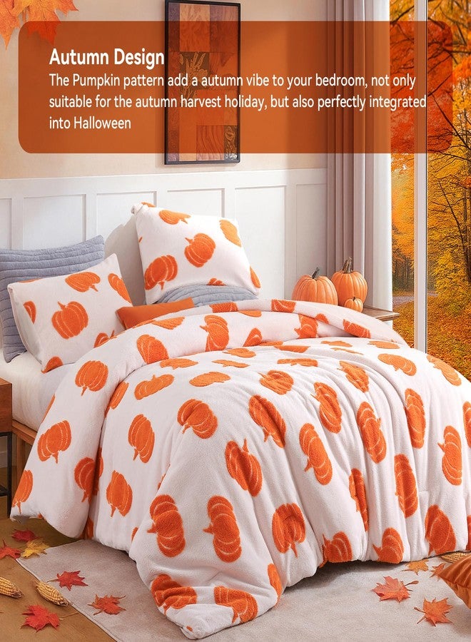 weigelia Burnt Orange Comforter Queen Size 3 Pieces Pumpkin Halloween Comforter Soft Velvet Lightweight Fall Bedding Set (1 Queen Comforter + 2 Pillowcases) - Image 3