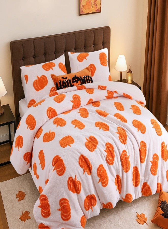 weigelia Burnt Orange Comforter Queen Size 3 Pieces Pumpkin Halloween Comforter Soft Velvet Lightweight Fall Bedding Set (1 Queen Comforter + 2 Pillowcases) - Image 4
