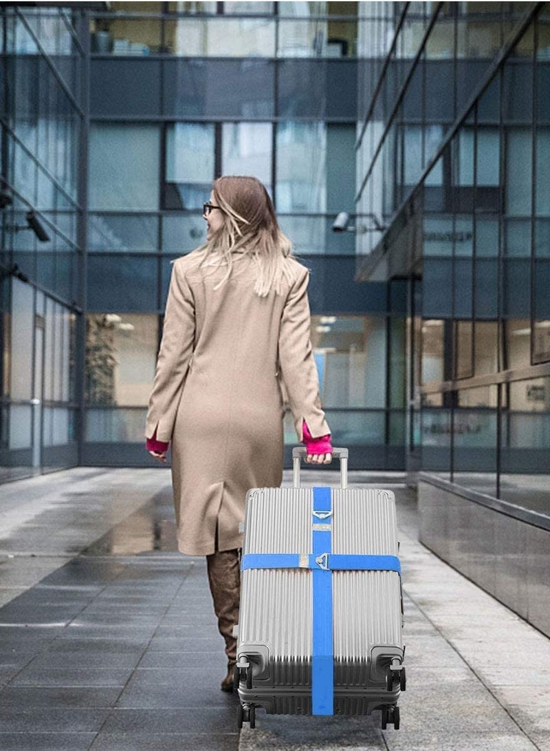 أحزمة الأمتعة، أحزمة حقائب قابلة للتعديل وأحزمة بونجي، ملحقات السفر للأعمال والتعبئة، حجم L و S، عبوة 2، زرقاء - Image 2