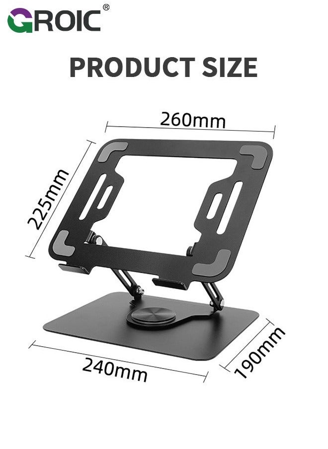 Laptop Stand, Ergonomic 360° Swivel Stand for Desk, Adjustable Metal Computer Foldable and Portable Riser Holder MacBook, iPad Pro, Laptops