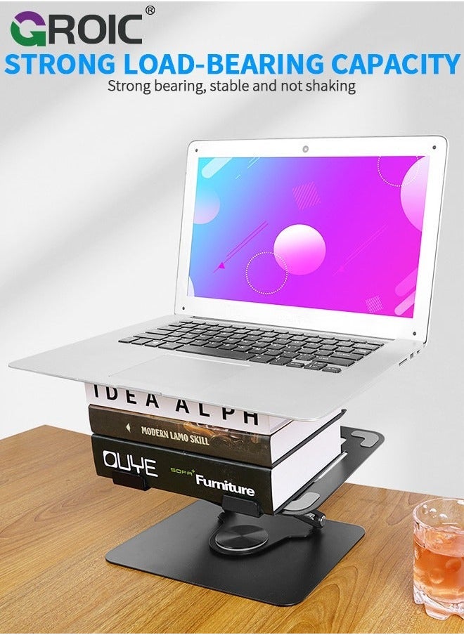Laptop Stand, Ergonomic 360° Swivel Stand for Desk, Adjustable Metal Computer Foldable and Portable Riser Holder MacBook, iPad Pro, Laptops