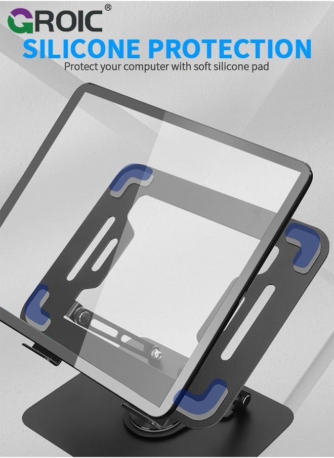 Laptop Stand, Ergonomic 360° Swivel Stand for Desk, Adjustable Metal Computer Foldable and Portable Riser Holder MacBook, iPad Pro, Laptops