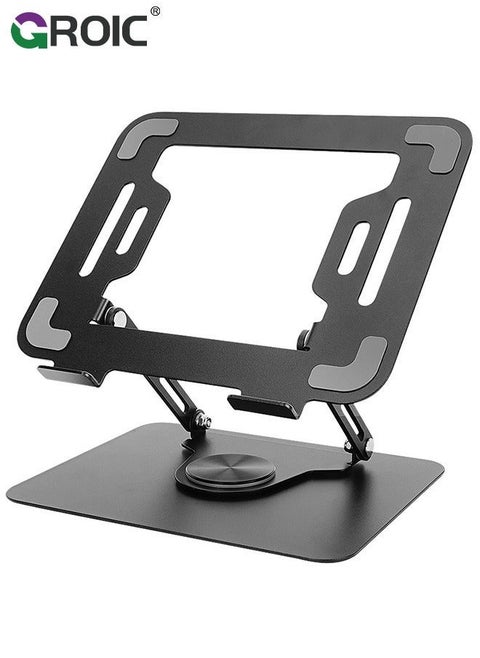 Laptop Stand, Ergonomic 360° Swivel Stand for Desk, Adjustable Metal Computer Foldable and Portable Riser Holder MacBook, iPad Pro, Laptops