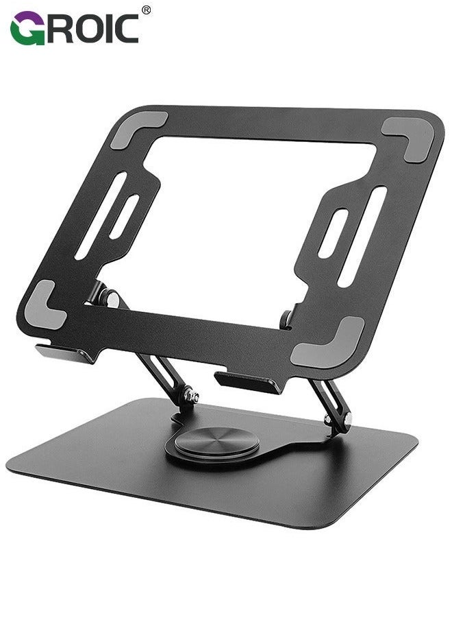 Laptop Stand, Ergonomic 360° Swivel Stand for Desk, Adjustable Metal Computer Foldable and Portable Riser Holder MacBook, iPad Pro, Laptops