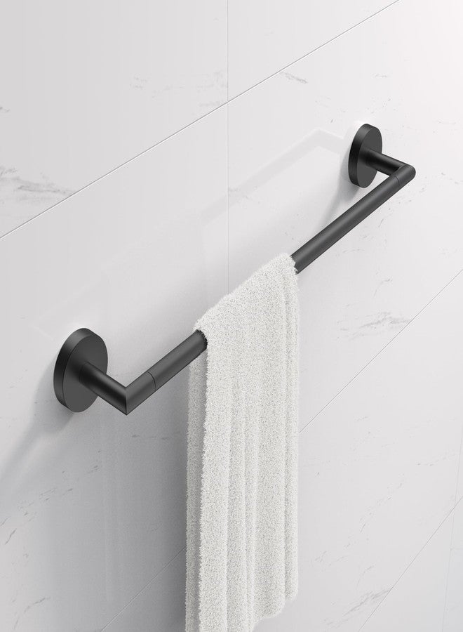 CalcMetal LAKETON Collection, 5-Piece Bathroom Hardware Accessories Set, Towel Ring, Adjustable Expandable Towel Bar, Two Towel and Robe Hook, Toilet Paper Holder, Wall Mounted, Matte Black - Image 2
