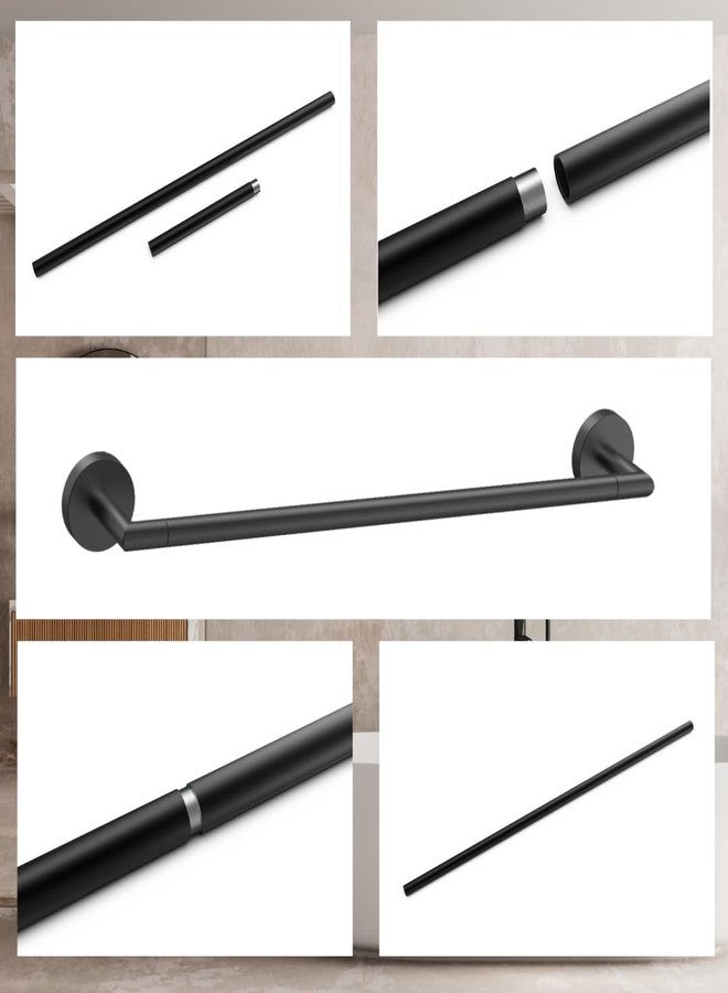 CalcMetal LAKETON Collection, 5-Piece Bathroom Hardware Accessories Set, Towel Ring, Adjustable Expandable Towel Bar, Two Towel and Robe Hook, Toilet Paper Holder, Wall Mounted, Matte Black - Image 3