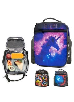 CLEVEREE Juniors Kids Insulated Leakproof Lunch Bag with Adjustable Shoulder Strap Space Unicorn  - Image 1
