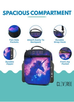 CLEVEREE Juniors Kids Insulated Leakproof Lunch Bag with Adjustable Shoulder Strap Space Unicorn  - Image 3