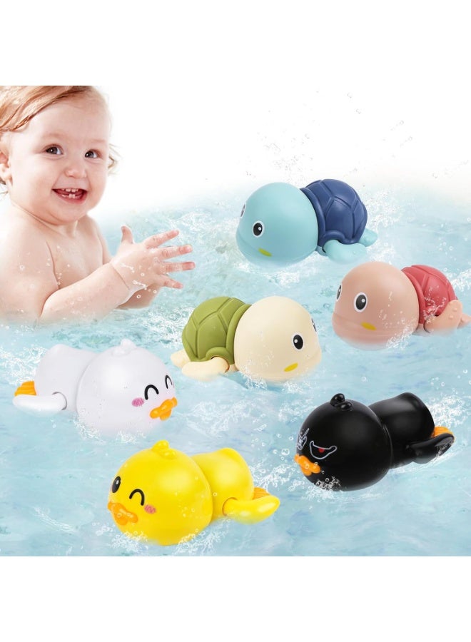 ChicAbode Baby Bath Toys for Toddlers 1-3, 6 Pack Floating Wind-Up Kids Bathtub Toys for 1 2 3 4 5 Year Old Boy Girl Birthday Gift, Cute lnfant Swimming Water Pool Toys for Baby Shower Bath Beach Time - Image 1