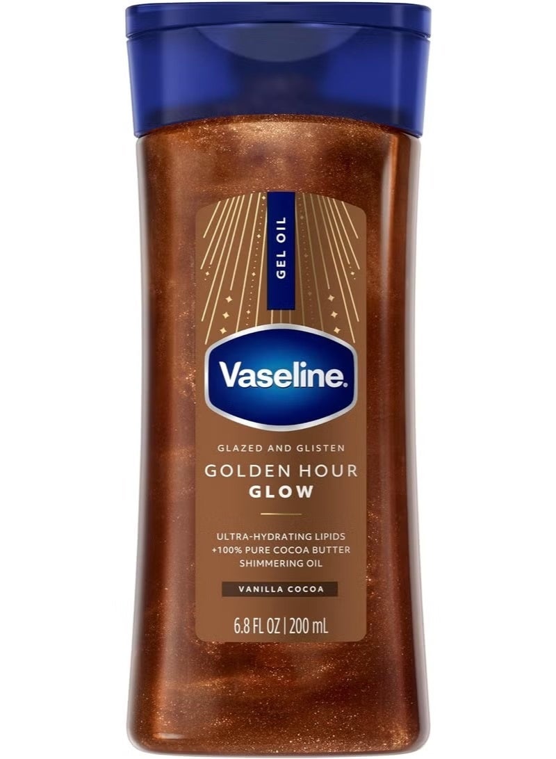 Vaseline Healthy Bright Body Lotion 400ml – Daily Brightening Moisturizer with Sunscreen for Dry Skin, Non-Greasy Hydration for Men & Women & Vaseline Glazed & Glisten Golden Hour Body Gel Oil 200ml | Vanilla Cocoa Glow | Shimmering Body Oil | With Ultra-Hydrating Lipids & 100% Pure Cocoa Butter Bundle - Image 3