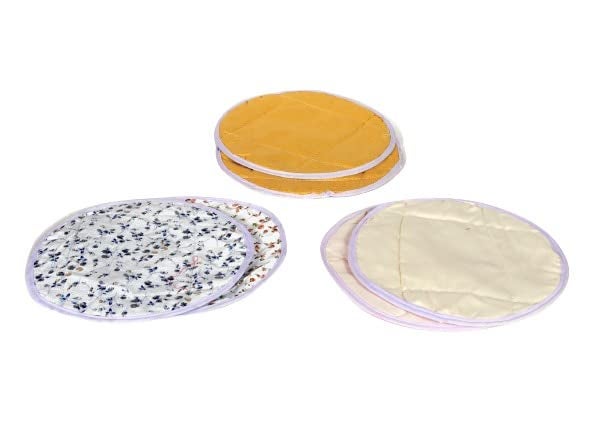 SUNVIKA HOUSE Sunvika House 100 Cotton Roti Chapati Cloth Cover Box Set Of 3 Casserole Hot For TiffinsSandwitchTortilla Wrap Malmal Muslin Rumals Flaps Washable Round Shape  - Image 1