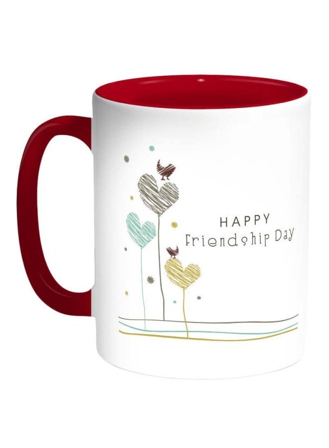 RYN Happy Friendship Day Printed Coffee Mug White/Red/Grey 325ml