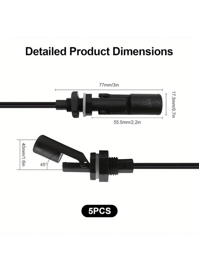Black Heavy Duty Non Electric Floating Ball Switches 5 Pack With Mounting Hardware For Aquarium Pond Pool - Image 2