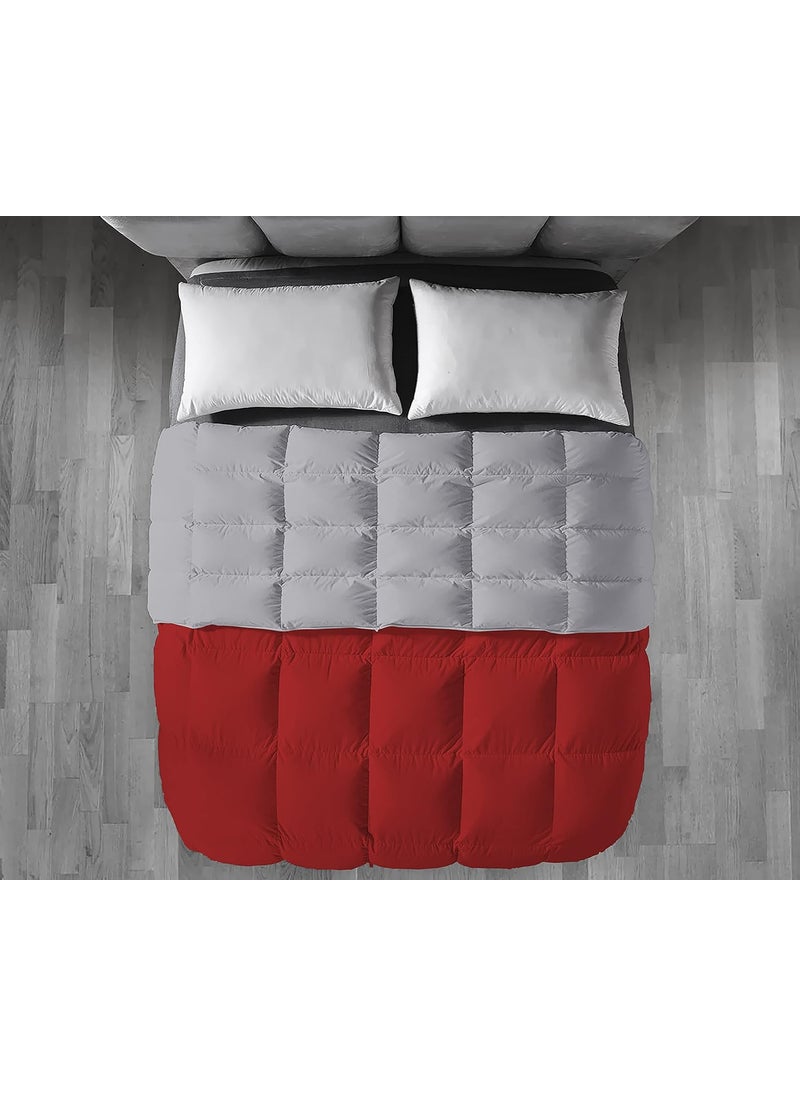 Filbert Filbert Premium 300 GSM Comforter Super Soft Fluffy Revesible Comforter 60 x 90 Inches152cm x 228cm Single Bed ComforterSilverBurgundy  - Image 4