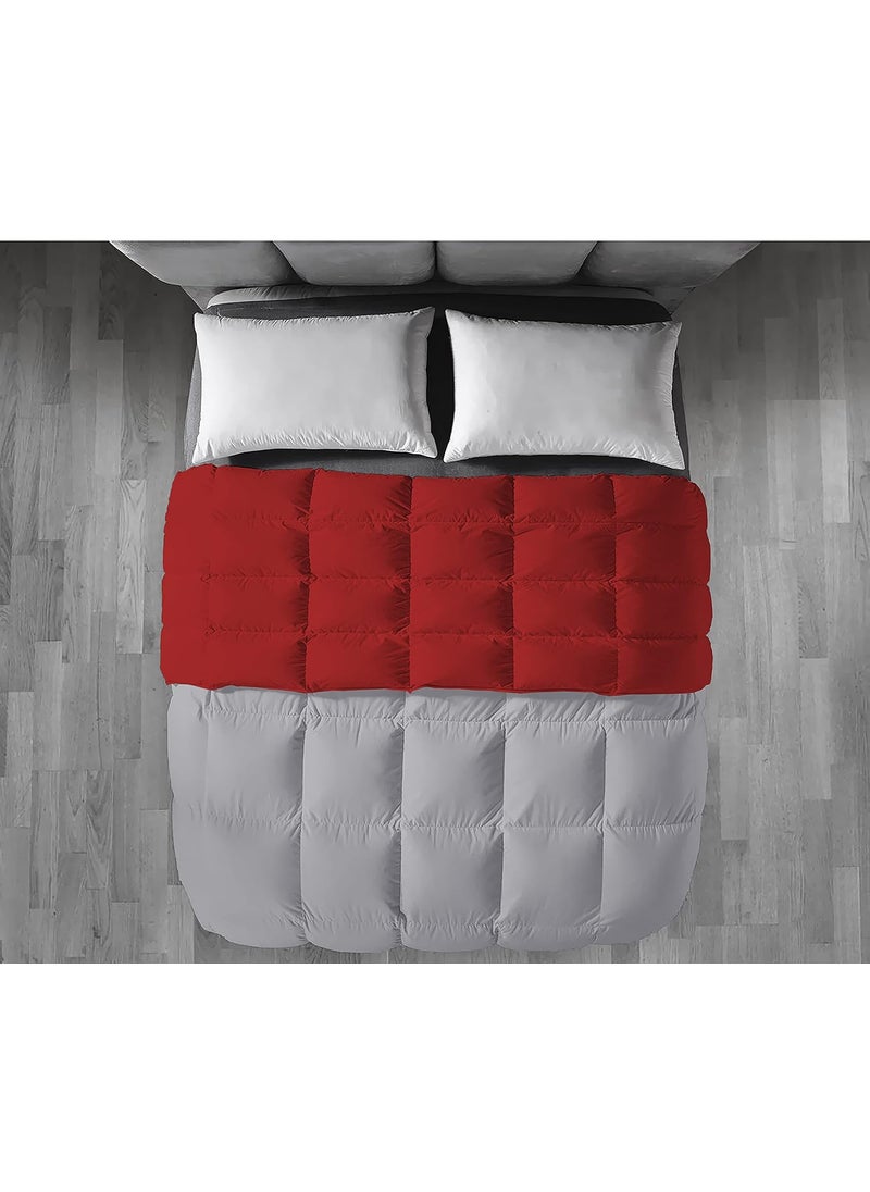 Filbert Filbert Premium 300 GSM Comforter Super Soft Fluffy Revesible Comforter 60 x 90 Inches152cm x 228cm Single Bed ComforterSilverBurgundy  - Image 3