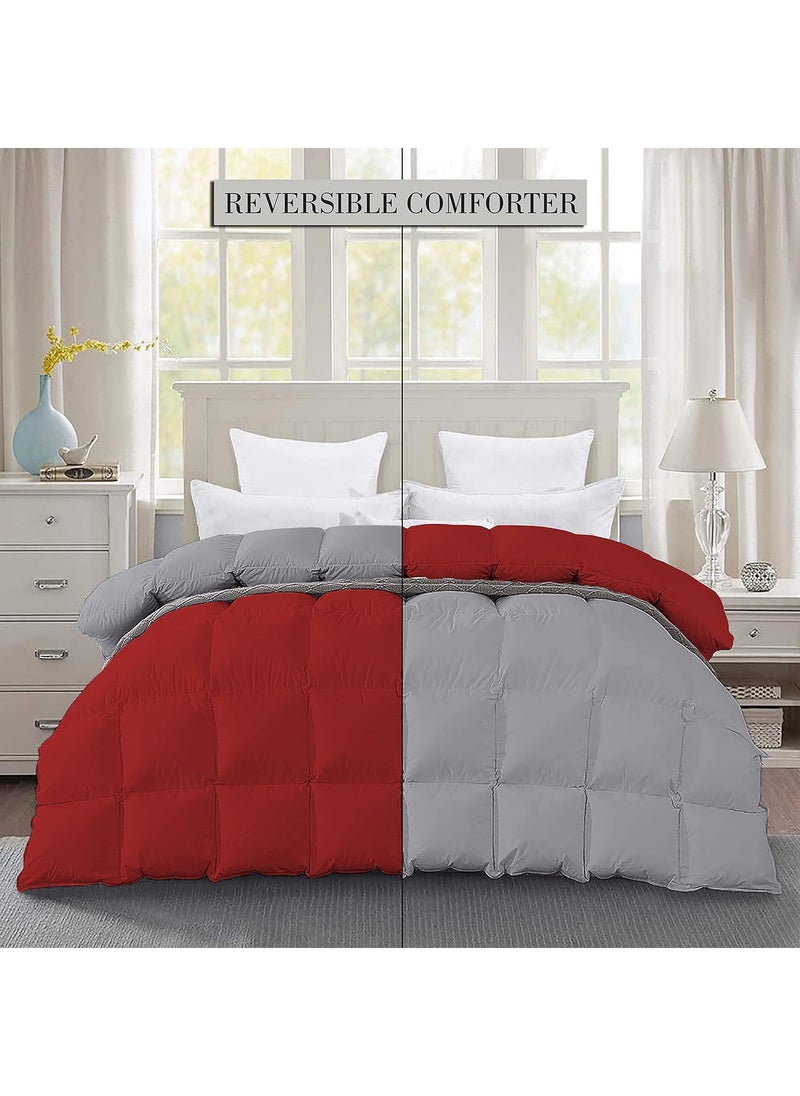Filbert Filbert Premium 300 GSM Comforter Super Soft Fluffy Revesible Comforter 60 x 90 Inches152cm x 228cm Single Bed ComforterSilverBurgundy  - Image 2