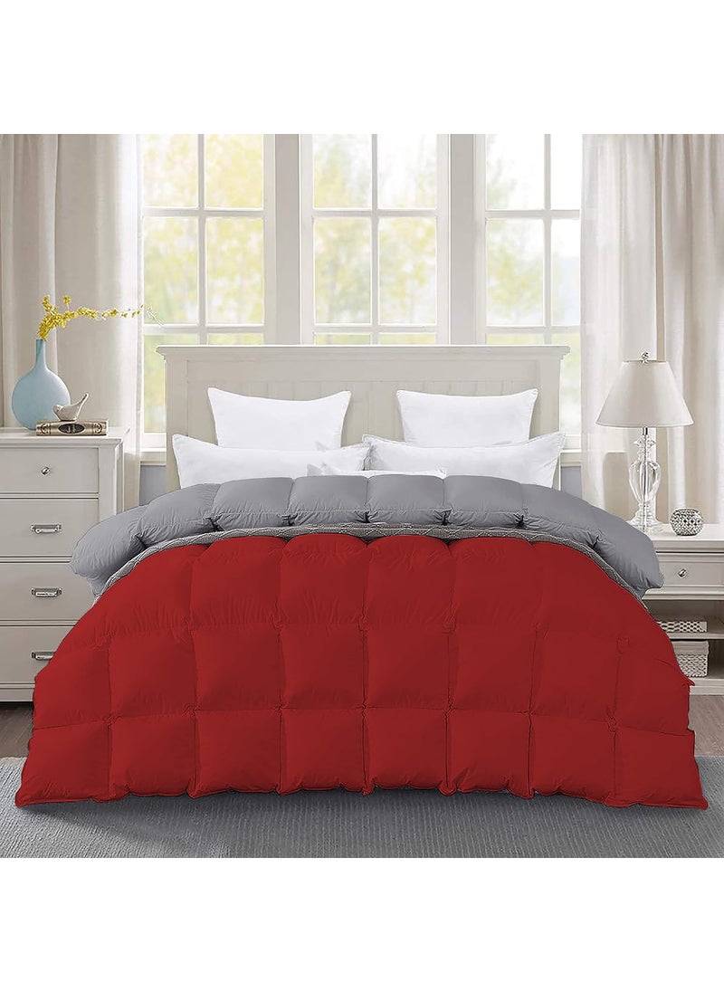 Filbert Filbert Premium 300 GSM Comforter Super Soft Fluffy Revesible Comforter 60 x 90 Inches152cm x 228cm Single Bed ComforterSilverBurgundy  - Image 1