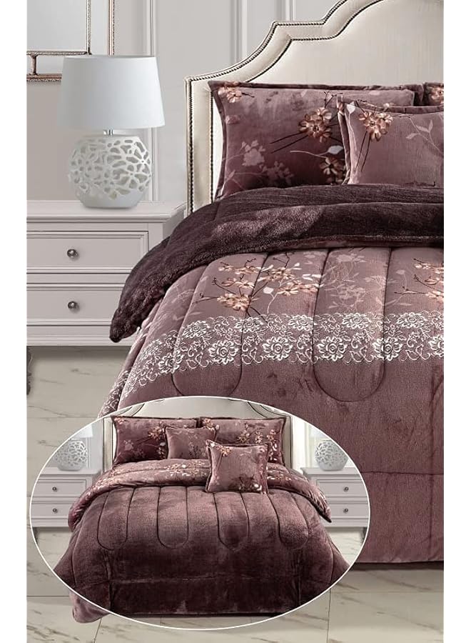 erorex Warm And Fluffy Winter Velvet Fur Reversible Comforter Set Single Size 160 - Image 3