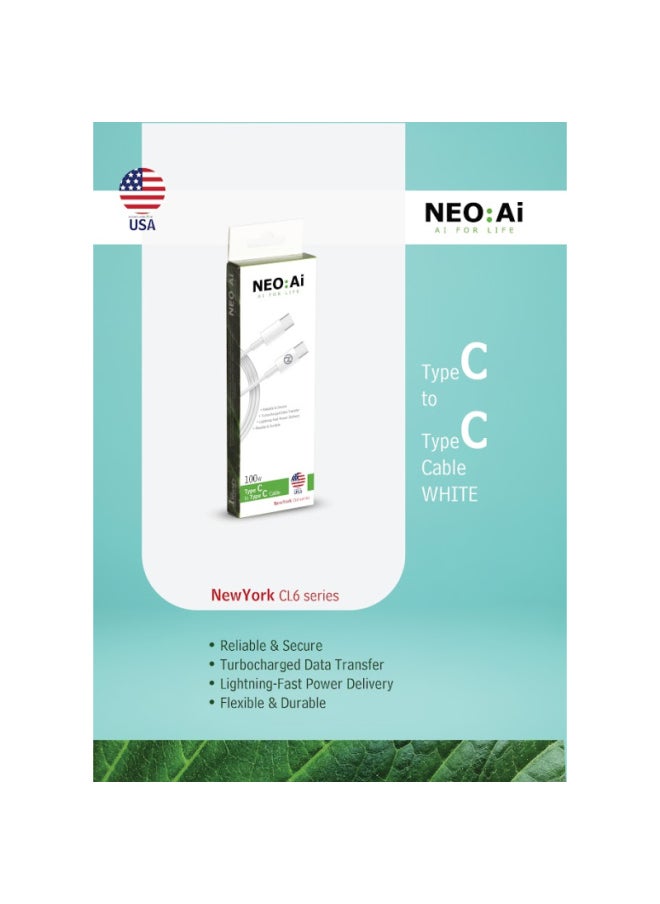 NEO:Ai NEO AI Cable Type-C To Type-C - 100W - White - Ven2001-Tpe  - Image 2
