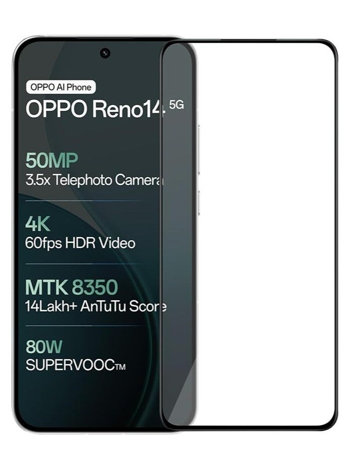 واقي شاشة لهاتف OPPO Reno 14 5G واقي شاشة من الزجاج المقوى بصلابة 9H مقاوم للخدش وبصمات الأصابع لهاتف OPPO Reno 14 5G - Image 1