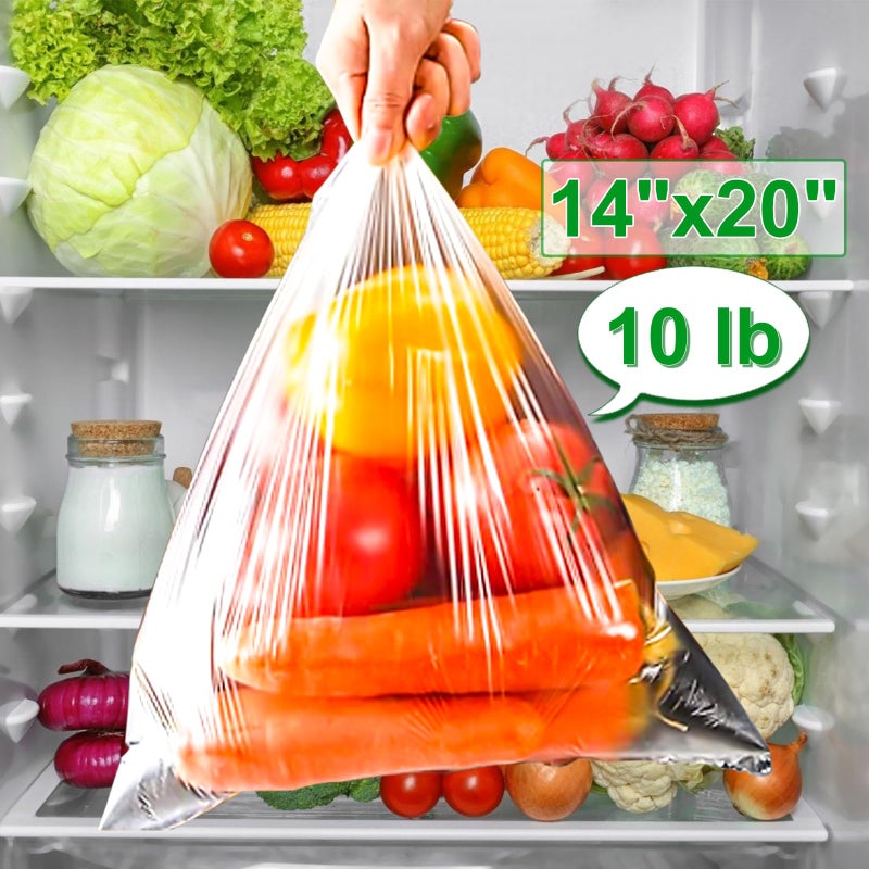 Tapsin Food Bags, 14" X 20" Plastic Produce Bags Roll, Fresh-Keeping Clear Plastic Bags for Food, Fruit, Vegetable, Bread, Kitchen, freezer, Supermarket, 350 Produce Bags/Roll (1 Rolls) - Image 2