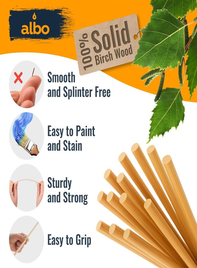 ALBO Wooden Dowel Rods 25 PCS 5/16" x 12" Inch Round Wood Sticks for Crafts, DIY Projects and Macrame Hardwood Assorted Bouquet Sticks Cake Dowels for Tiered Cakes - Image 2