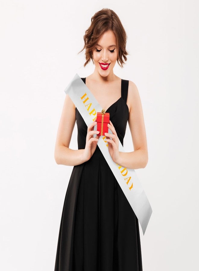 براساكو وشاحان من الساتان الأبيض من براساكو، قطعتان، مناسبان للمسابقات، وحفلات الزفاف، وحفلات التخرج، وحفلات الزفاف، ومستلزمات الأعمال اليدوية. - Image 4