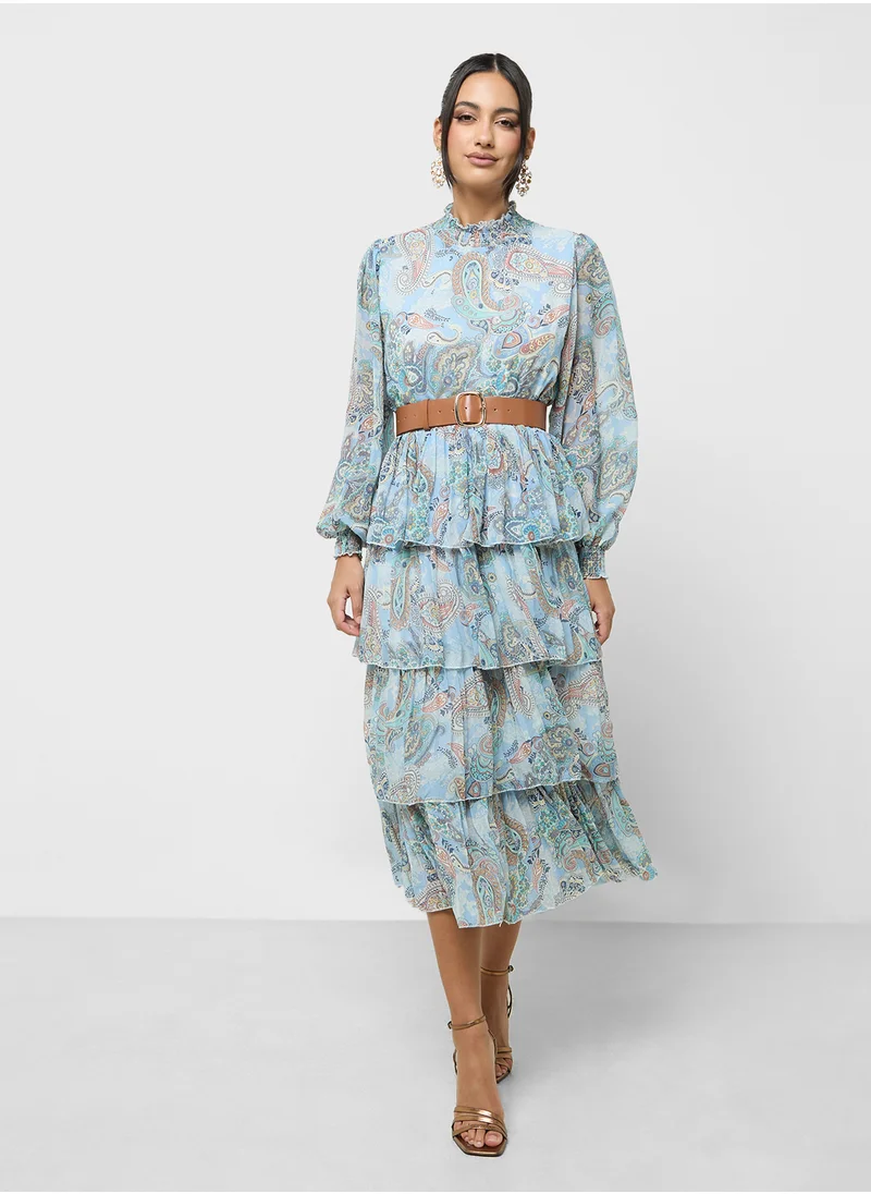 خزانة Printed Dress With Layers