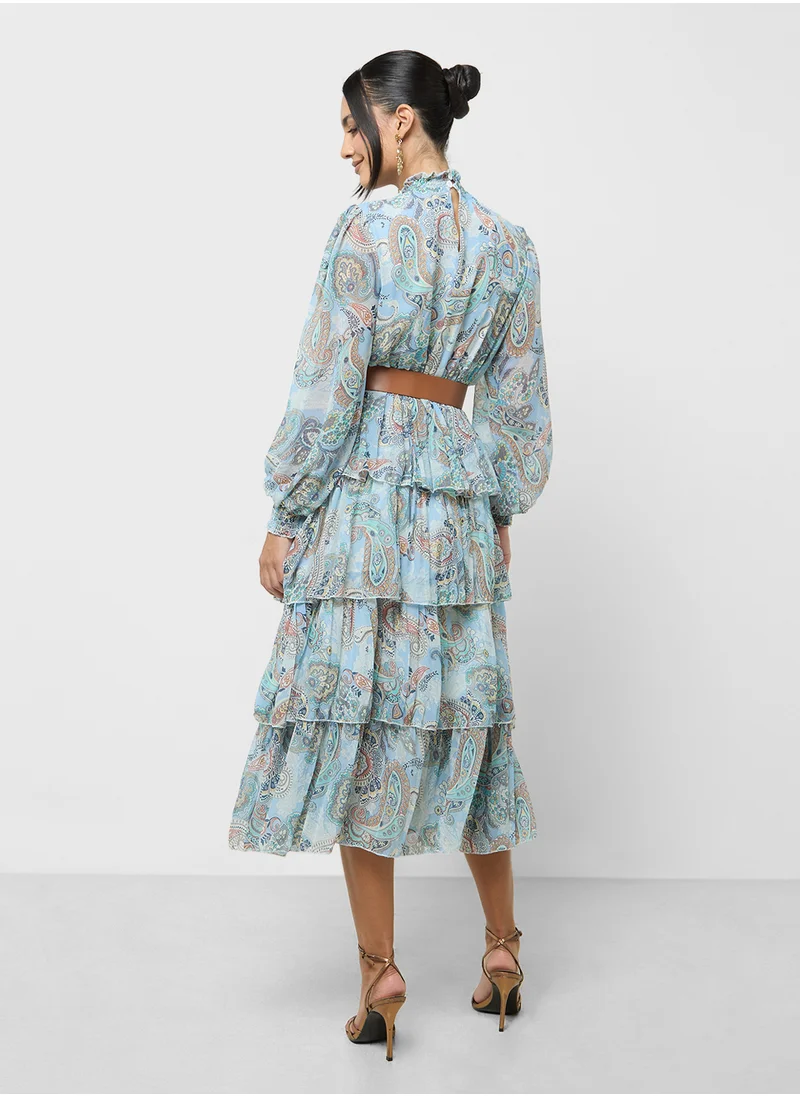 Khizana Printed Dress With Layers