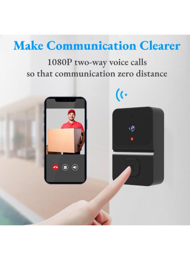 Chabeia 1080P Video Doorbell, 2.4G Camera with Chime, Night Vision, HD Wide Angle Lens, Cloud Storage, 2 Way Audio, Security Camera for Home, (Z30 Black) - Image 3