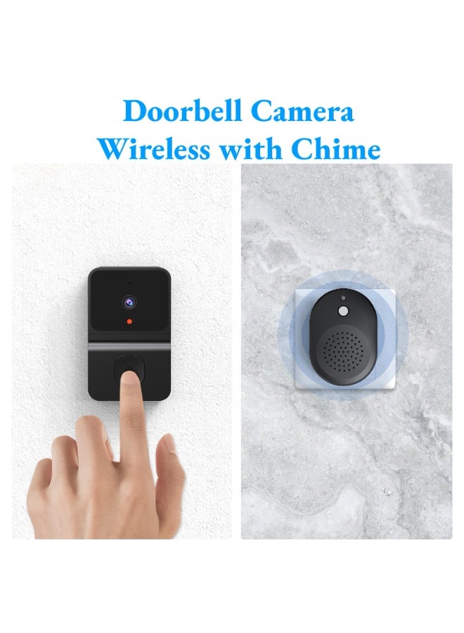 Chabeia 1080P Video Doorbell, 2.4G Camera with Chime, Night Vision, HD Wide Angle Lens, Cloud Storage, 2 Way Audio, Security Camera for Home, (Z30 Black) - Image 2