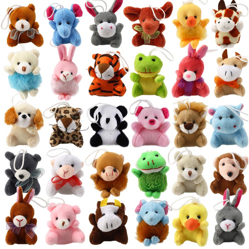 Laxdacee 32 Piece Mini Plush Animal Toy Set Cute Small Animals Plush Keychain Decoration for Themed Parties Kindergarten Gift Teacher Student Award Goody Bags Filler for Boys Girls Child Kid Laxdacee - Image 3