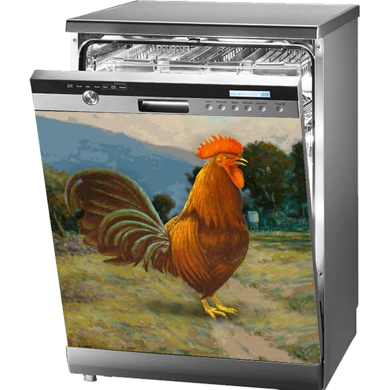 APPLIANCE ART Rooster Farm Kitchen Dcor Magnetic Dishwasher Cover Reusable Decal for Front Panel Decorative Dishwasher Magnet Cover 235 x 26